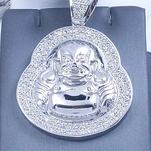 Icy Buddha Pendant + 18" Rope Chain - Picture 5 of 7